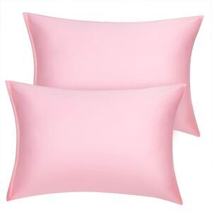 2pcs Satin Pillowcase with Zipper Soft Luxury Silky Pillow Covers Blush